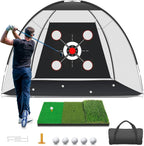 Golf Practice Pro™ – 10x7FT Golf Practice Net with Training Mat, Target, Golf Balls, Tees & Carry Bag for Backyard, Indoor & Outdoor Practice
