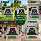 Golf Practice Pro™ – 10x7FT Golf Practice Net with Training Mat, Target, Golf Balls, Tees & Carry Bag for Backyard, Indoor & Outdoor Practice